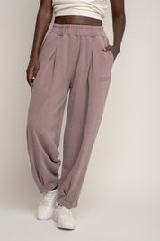 SPODNIE DRESOWE Z EFEKTEM WASHED BORDOWE - RIBE PETIT