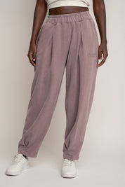 SPODNIE DRESOWE Z EFEKTEM WASHED BORDOWE - RIBE PETIT