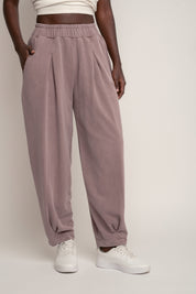 SPODNIE DRESOWE Z EFEKTEM WASHED BORDOWE - RIBE PETIT