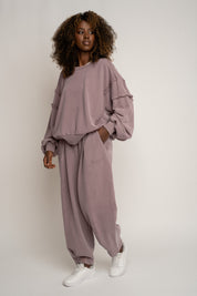 BLUZA Z EFEKTEM WASHED BORDOWA - DALARNA
