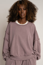 BLUZA Z EFEKTEM WASHED BORDOWA - DALARNA