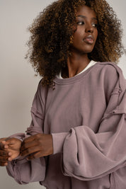 BLUZA Z EFEKTEM WASHED BORDOWA - DALARNA