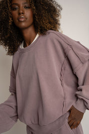 BLUZA Z EFEKTEM WASHED BORDOWA - DALARNA