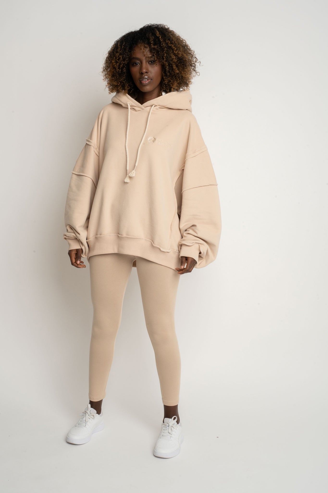 OVERSIZE HOODED SWEATSHIRT BEIGE - NESCA