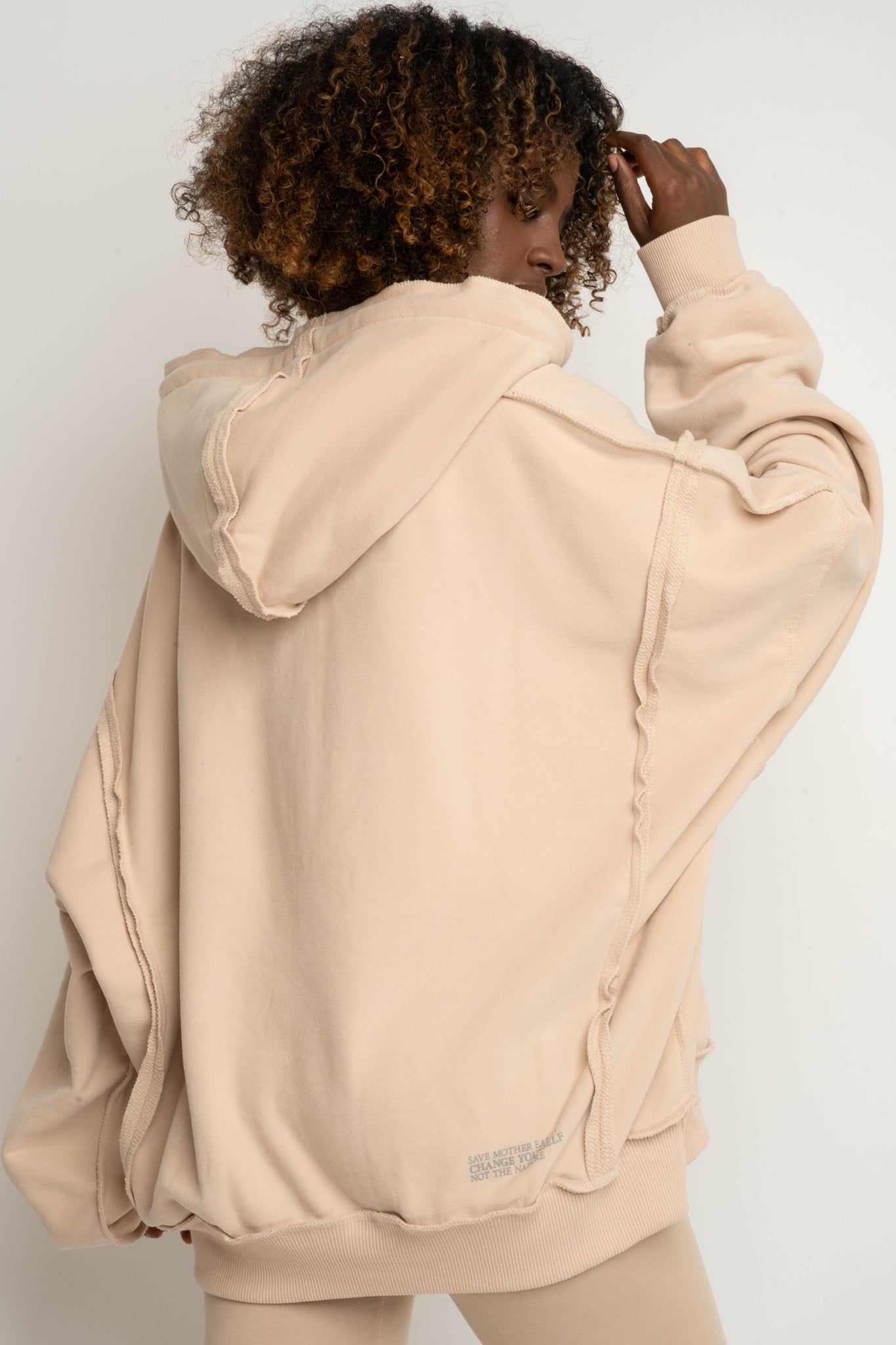 OVERSIZE HOODED SWEATSHIRT BEIGE - NESCA