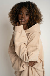 OVERSIZE HOODED SWEATSHIRT BEIGE - NESCA