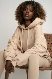 OVERSIZE HOODED SWEATSHIRT BEIGE - NESCA