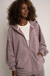 BLUZA Z EFEKTEM WASHED BORDOWA - TRONDHEIM