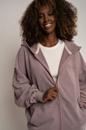 BLUZA Z EFEKTEM WASHED BORDOWA - TRONDHEIM