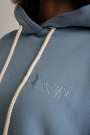 BLUZA Z KAPTUREM TYPU OVERSIZE CIEMNONIEBIESKA - NESCA