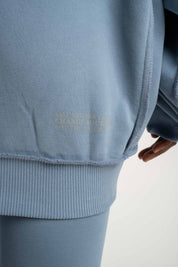 BLUZA Z KAPTUREM TYPU OVERSIZE CIEMNONIEBIESKA - NESCA