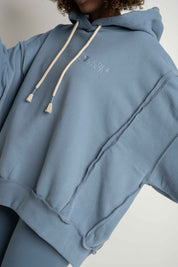 BLUZA Z KAPTUREM TYPU OVERSIZE CIEMNONIEBIESKA - NESCA