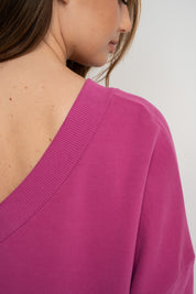 BLUZA Z DEKOLTEM OVERSIZE RÓŻOWA - BISCOE