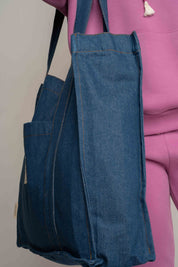 TORBA TYPU SHOPPER  BAG JEANSOWA NIEBIESKA - LIDO
