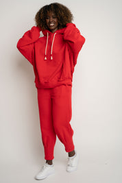 BLUZA Z KAPTUREM TYPU OVERSIZE CZERWONA - NESCA