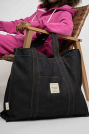 TORBA TYPU SHOPPER  BAG GRANATOWA- LIDO