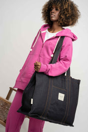 TORBA TYPU SHOPPER  BAG GRANATOWA- LIDO