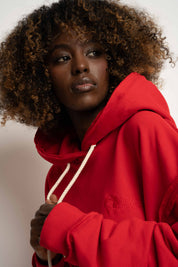 BLUZA Z KAPTUREM TYPU OVERSIZE CZERWONA - NESCA