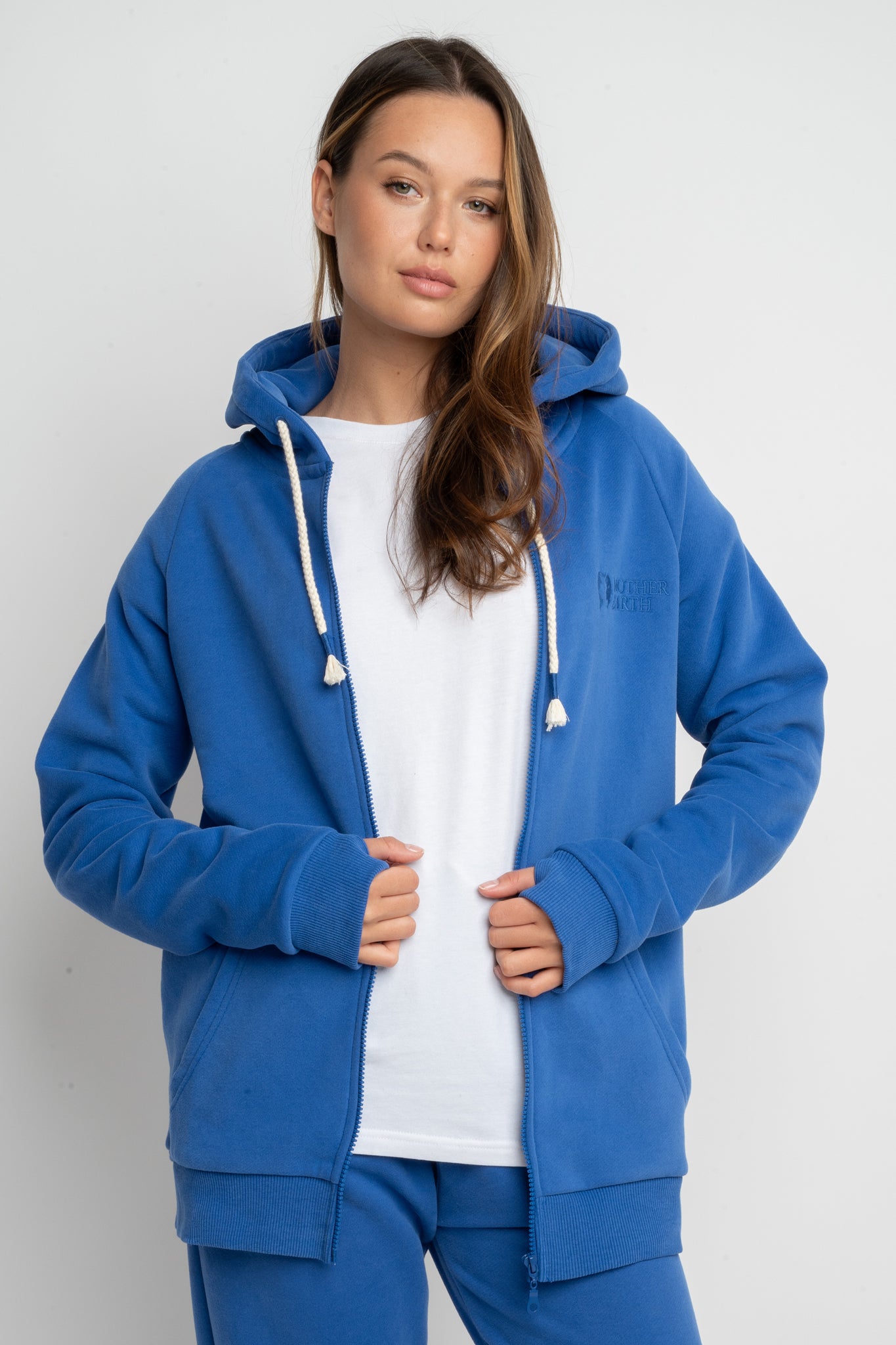 ZIPPER WITH HOOD - CORNFLOWER BLUE - ZANZIBAR