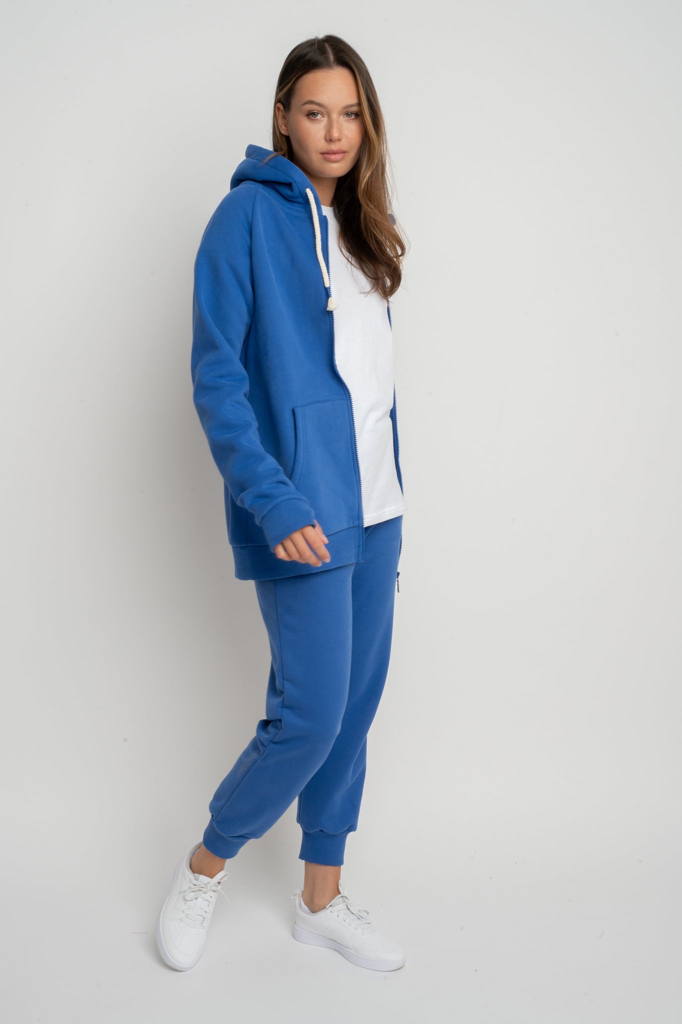 ZIPPER WITH HOOD - CORNFLOWER BLUE - ZANZIBAR