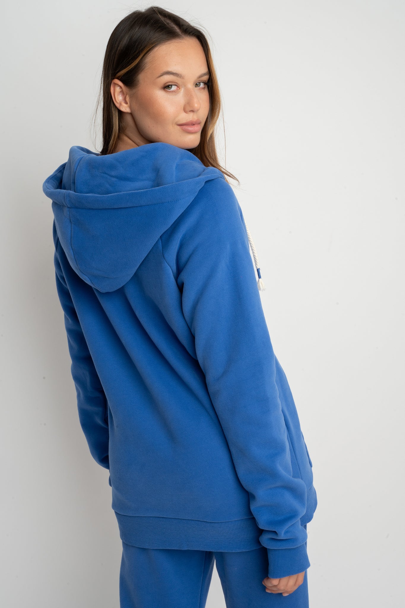 ZIPPER WITH HOOD - CORNFLOWER BLUE - ZANZIBAR
