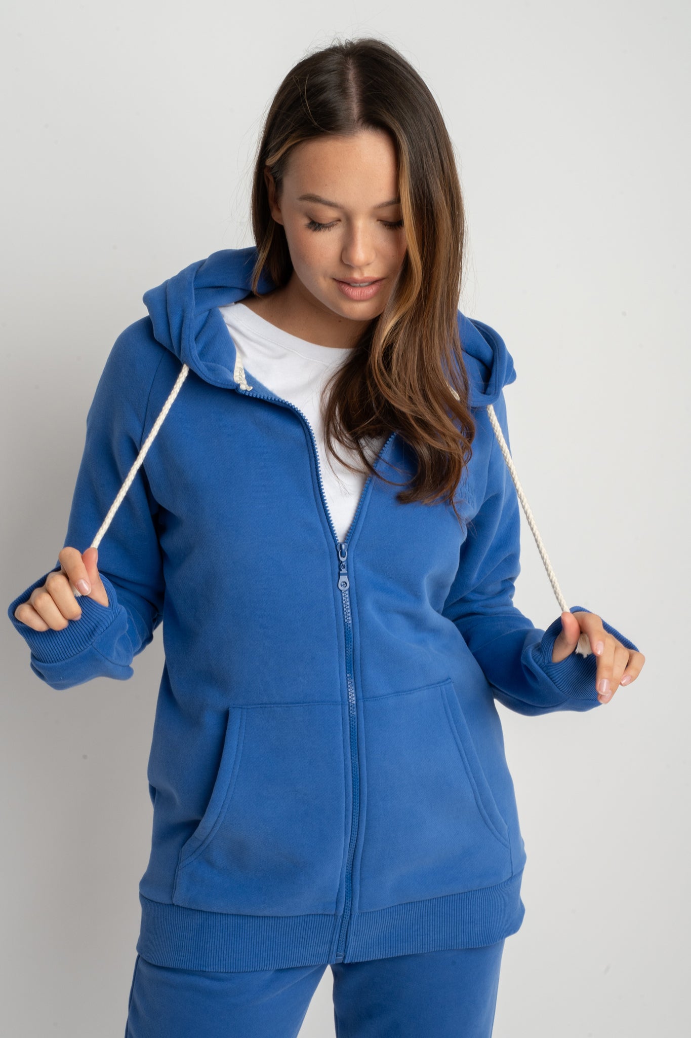 ZIPPER WITH HOOD - CORNFLOWER BLUE - ZANZIBAR