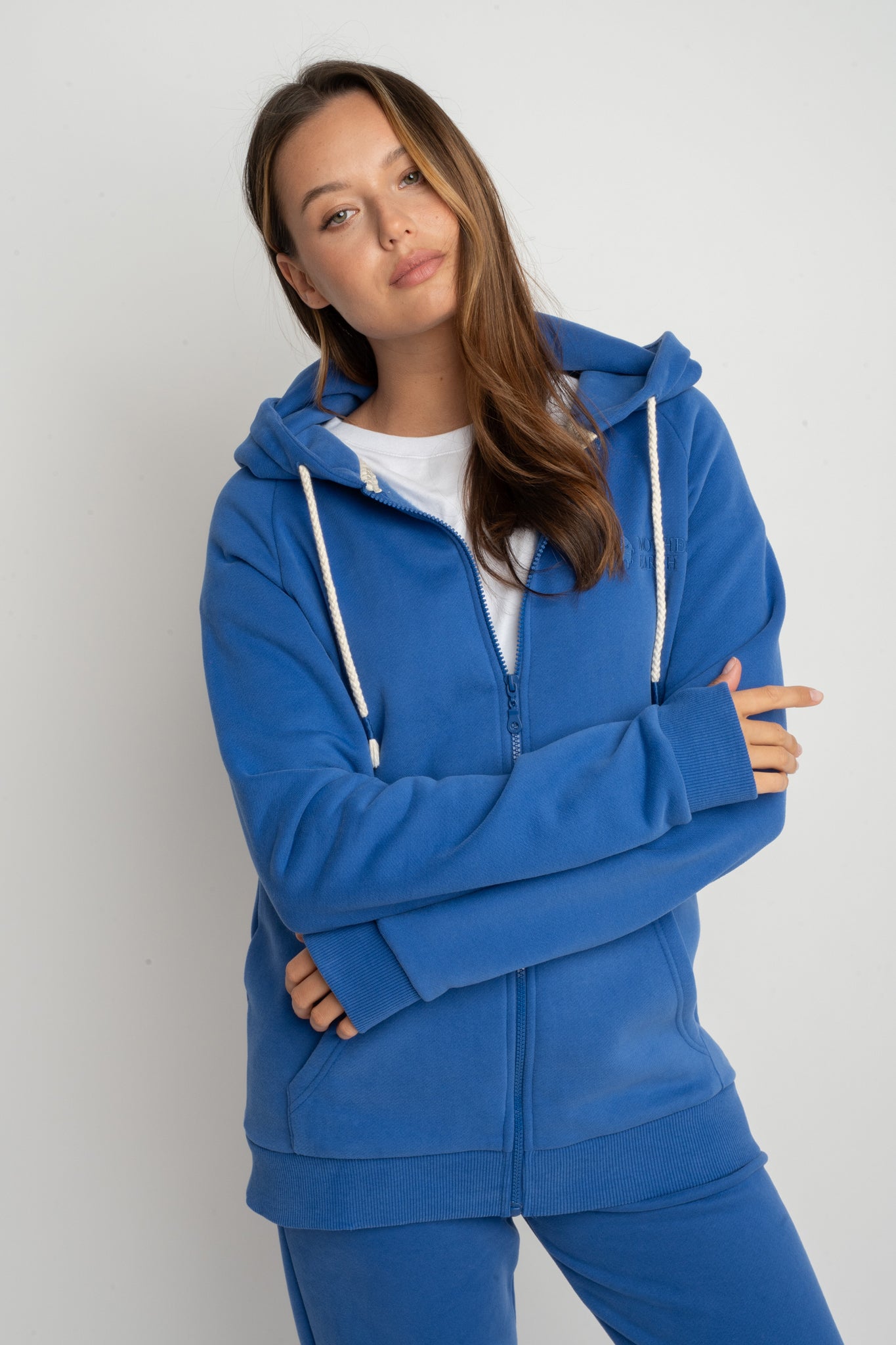 ZIPPER WITH HOOD - CORNFLOWER BLUE - ZANZIBAR