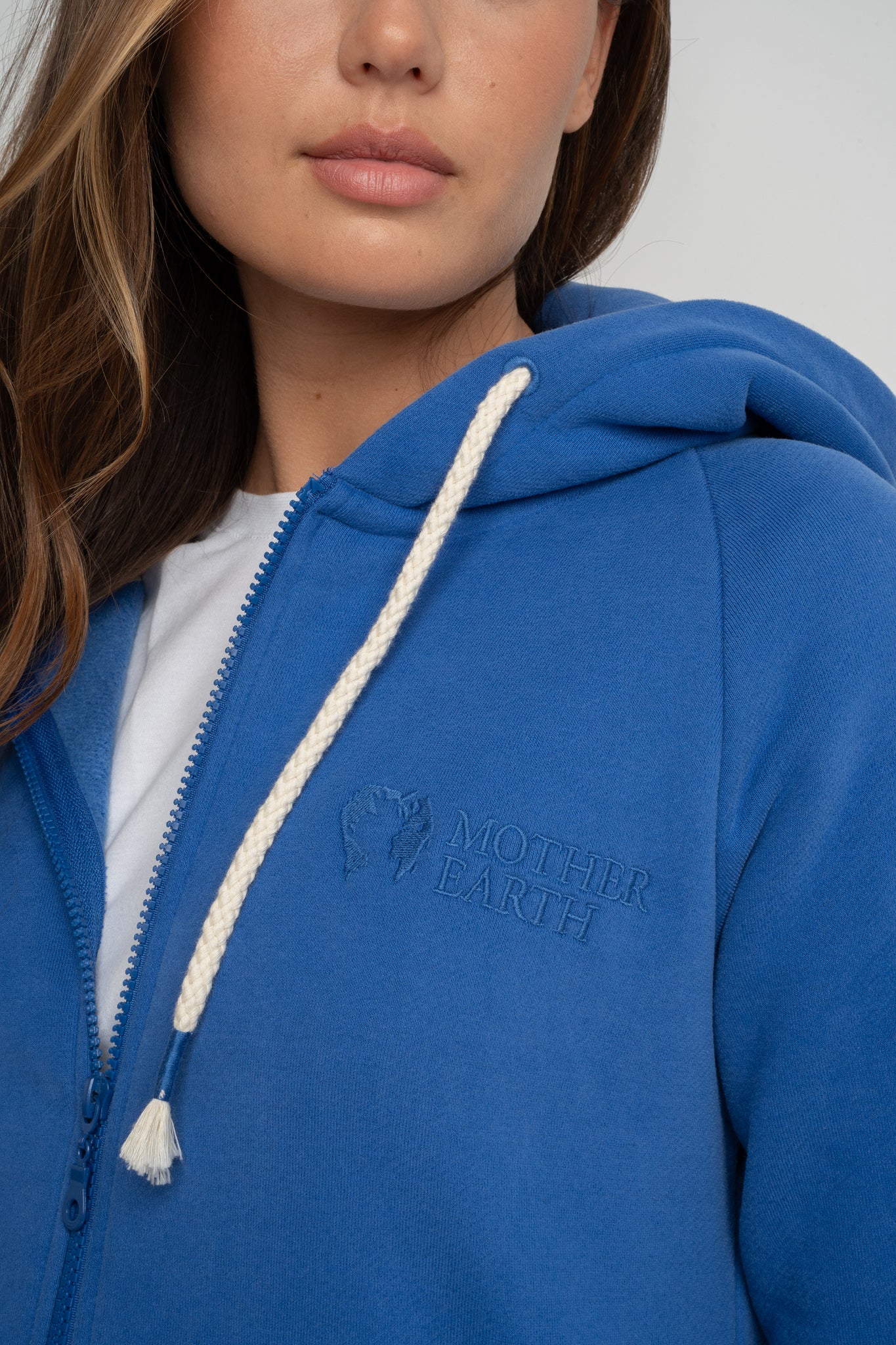 ZIPPER WITH HOOD - CORNFLOWER BLUE - ZANZIBAR