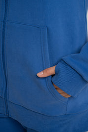 ZIPPER WITH HOOD - CORNFLOWER BLUE - ZANZIBAR