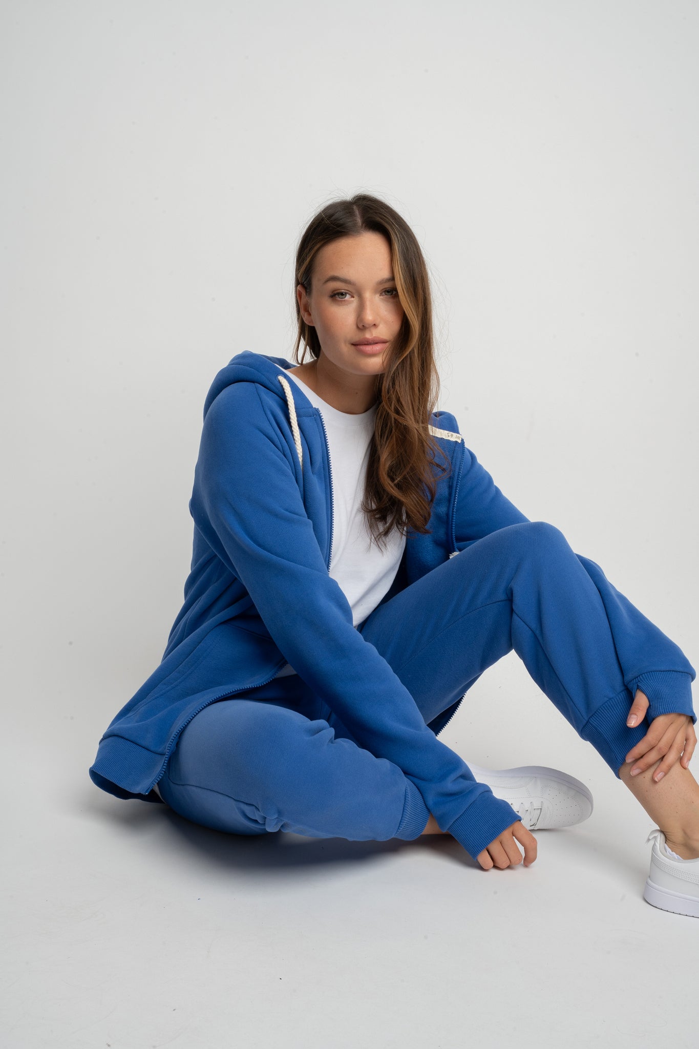 ZIPPER WITH HOOD - CORNFLOWER BLUE - ZANZIBAR