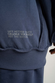 BLUZA Z KAPTUREM TYPU OVERSIZE GRANATOWA - NESCA