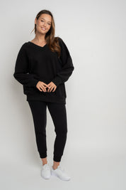 BLUZA Z DEKOLTEM OVERSIZE CZARNA - BISCOE