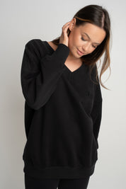 BLUZA Z DEKOLTEM OVERSIZE CZARNA - BISCOE