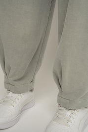 SPODNIE DRESOWE O KROJU BALLOON FIT Z EFEKTEM WASHED OLIWKOWE - RIBE PETIT