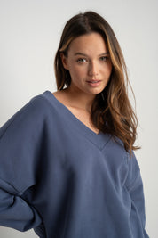 BLUZA Z DEKOLTEM OVERSIZE GRANATOWA - BISCOE