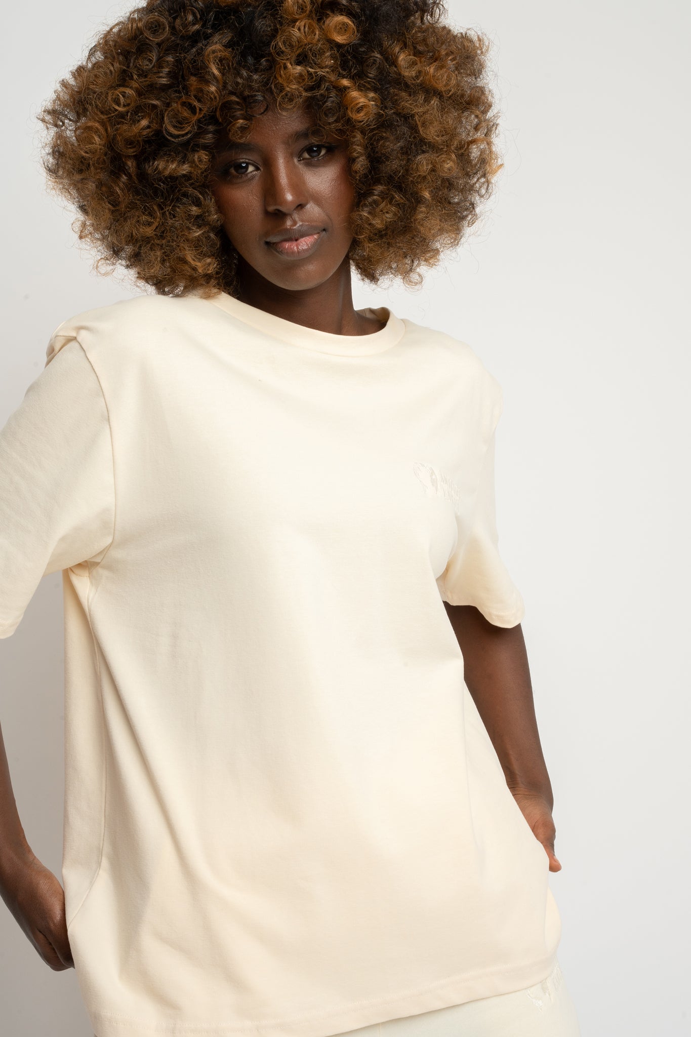 T-SHIRT DAMSKI ECRU - OYSTER