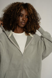 BLUZA OVERSIZE Z KAPTUREM Z EFEKTEM WASHED OLIWKOWA - TRONDHEIM