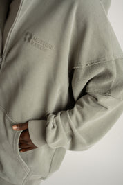 BLUZA OVERSIZE Z KAPTUREM Z EFEKTEM WASHED OLIWKOWA - TRONDHEIM