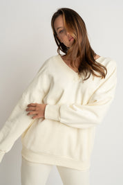 BLUZA Z DEKOLTEM OVERSIZE ECRU - BISCOE