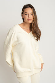 BLUZA Z DEKOLTEM OVERSIZE ECRU - BISCOE