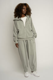 SPODNIE DRESOWE O KROJU BALLOON FIT Z EFEKTEM WASHED OLIWKOWE - RIBE PETIT