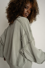 WASHED EFFECT BLOUSE OLIVE - DALARNA