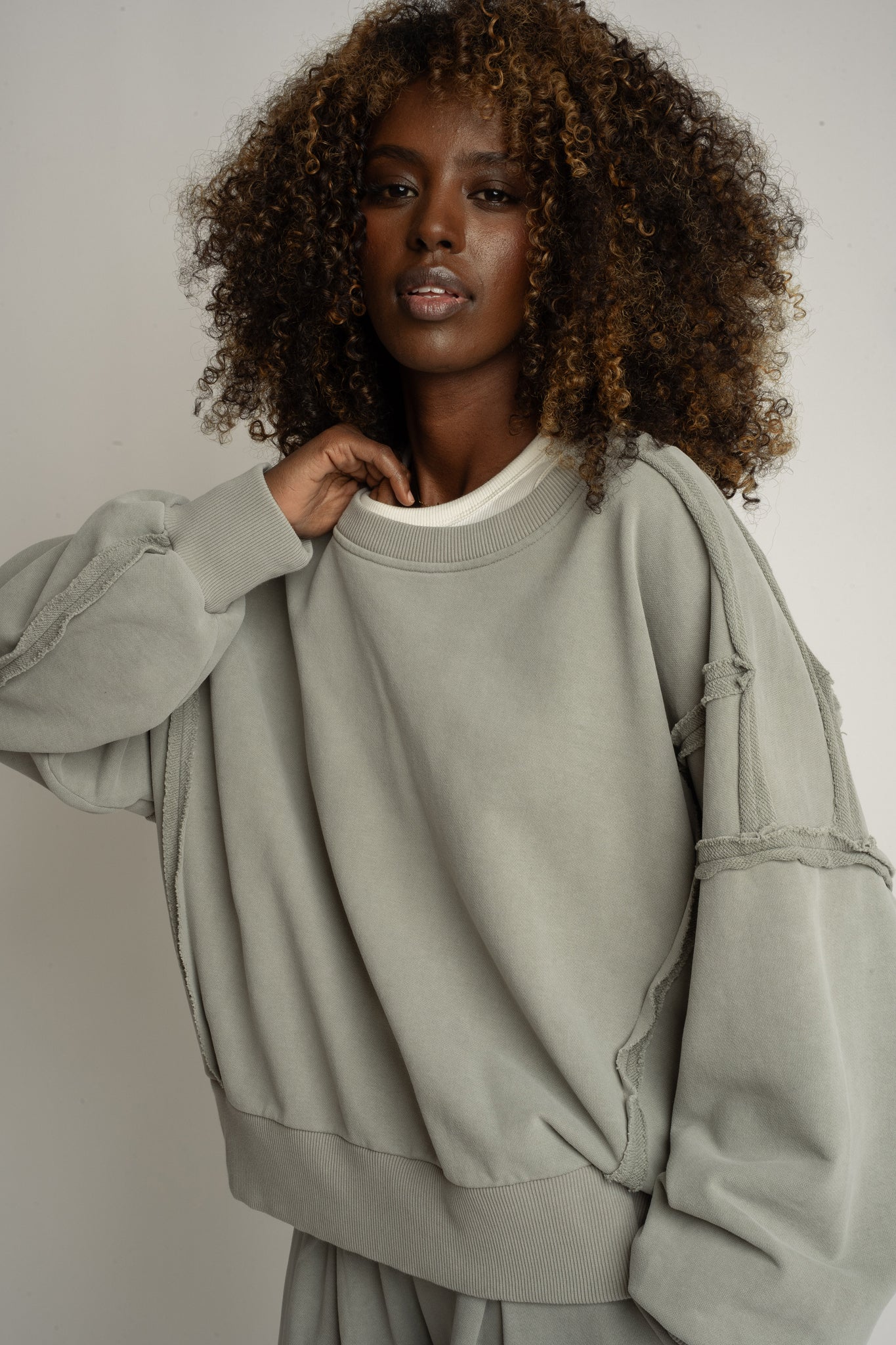 WASHED EFFECT BLOUSE OLIVE - DALARNA