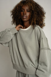 WASHED EFFECT BLOUSE OLIVE - DALARNA