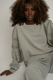 WASHED EFFECT BLOUSE OLIVE - DALARNA
