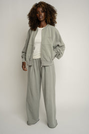 BLUZA BASEBALLÓWKA Z EFEKTEM WASHED OLIWKOWA - ALESUND
