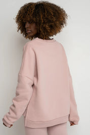 REGULAR FIT SWEATSHIRT WITH LONG BACK 2ND DROP LIGHT PINK - COOK