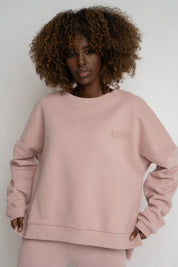 REGULAR FIT SWEATSHIRT WITH LONG BACK 2ND DROP LIGHT PINK - COOK