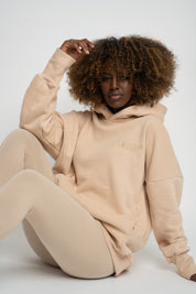 BLUZA OVERSIZE Z KAPTUREM BEŻOWA - EGERIA