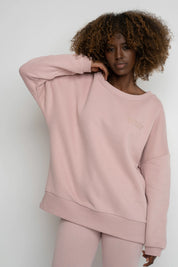 2nd DROP LIGHT PINK OVERSIZED SWEATSHIRT WITH A WIDE NECK - MULL